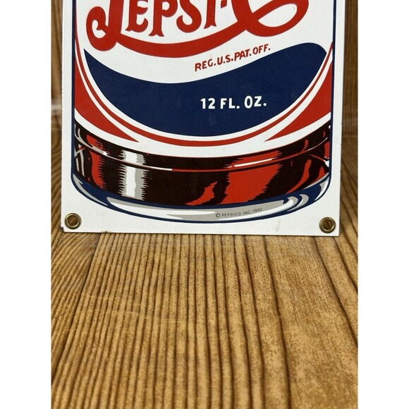 Vintage Pepsi Cola Ande Rooney Porcelain Enamel Hanging Sign 21”x6” 1992 - Picture 3 of 10